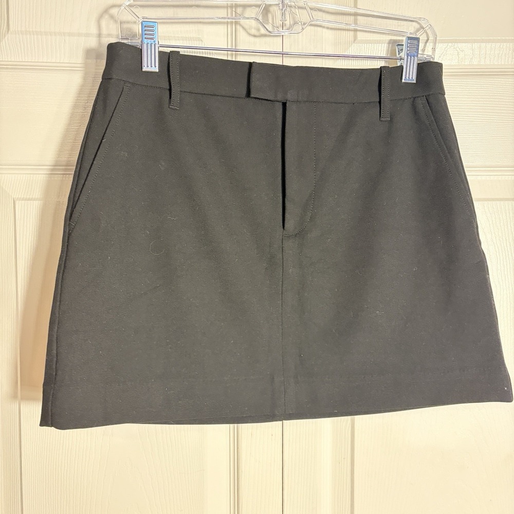 GAP ProVille Mini Skirt Women 4 Black Slash Pockets Workwear Preppy Minimalist